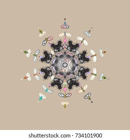 Hand Drawn Christmas Vector illustration. New Year Decorative Snowflakes Background. Winter Snow Flakes Doodles.