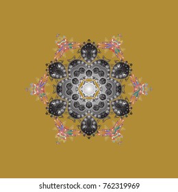 Hand Drawn Christmas Vector illustration. New Year Decorative Snowflakes Background. Winter Snow Flakes Doodles.