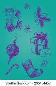 hand drawn christmas vector set