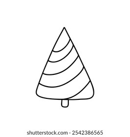 Línea dibujada a mano del icono de la ilustración del árbol de Vector de la Navidad para los proyectos festivos, las tarjetas de felicitación, o las decoraciones invernales, evocando la maravilla infantil y la alegría estacional