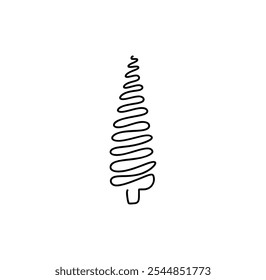 Handgezeichnete Weihnachts-Vektorbaum-Illustrationslinie für festliche Projekte, Grußkarten oder Winterdekorationen, die kindliches Wunder und saisonalen Jubel hervorruft
