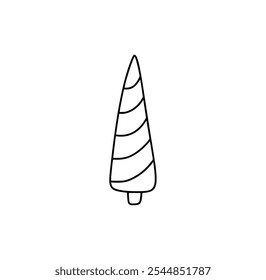 Hand drawn christmas vector tree illustration icon line for festive projects, greeting cards, or winter decorations, evoking childlike wonder and seasonal cheer