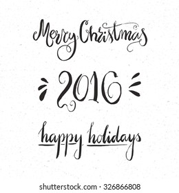 Hand drawn Christmas vector typography elements on white background. Perfect holiday congratulation card design element. New Year and Xmas design.