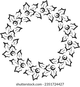 Hand Drawn Christmas Wreath design for print or use as poster, flyer or Invitation card