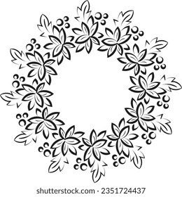 Hand Drawn Christmas Wreath design for print or use as poster, flyer or Invitation card