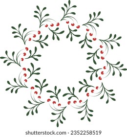 Diseño de la corona de Navidad con dibujos a mano para imprimir o usar como póster, volante o tarjeta de invitación