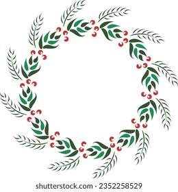 Hand Drawn Christmas Wreath design for print or use as poster, flyer or Invitation card