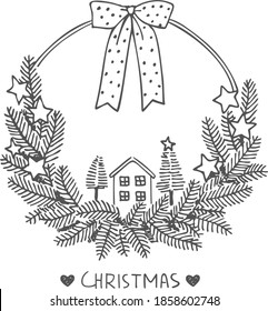 Hand drawn Christmas Wreath Doodle Vector illustration