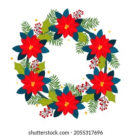 Hand drawn christmas wreath. Vector illustration