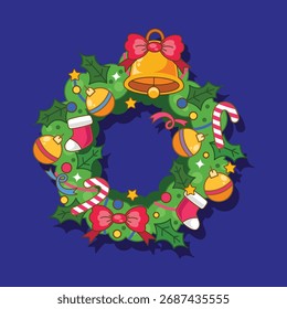 Handgezeichnete Weihnachtskranz, Vektorgrafik