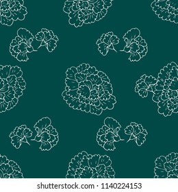 hand drawn chrysanthemum flowers vector seamless pattern