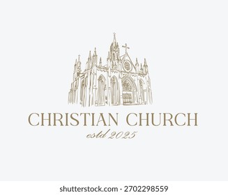Handgezeichnetes Kirchenlogo, Vektorgrafik 