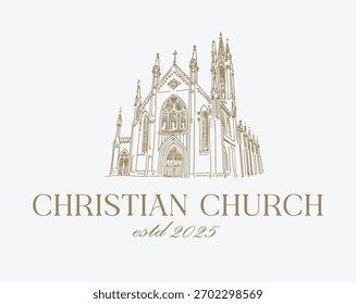 Hand drawn church logo vector illustration 