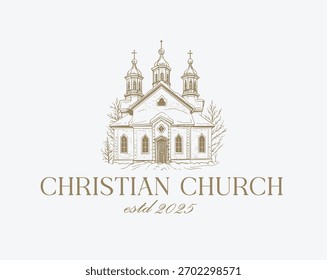 Hand drawn church logo vector illustration 