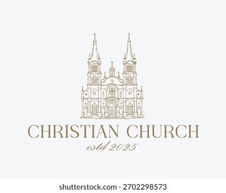 Hand drawn church logo vector illustration 