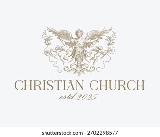 Hand drawn church logo vector illustration 