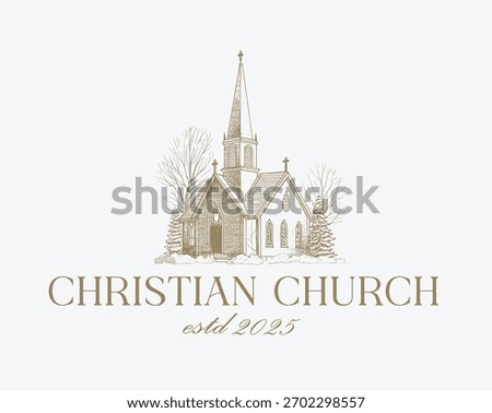 Hand drawn church logo vector illustration 