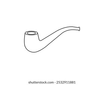 Desenhado à mão Cigar ícone do cachimbo de fumaça vetor contorno. Velho fumante. Sinal de estilo linear para conceito móvel e web design. Tubo fumante de madeira velho isolado no fundo branco. 