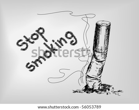 Hand drawn cigarette. No smoking.