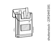 Hand Drawn Cigarette Pack Icon Vector Design.