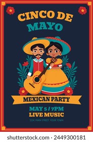 Hand drawn cinco de mayo vertical poster template