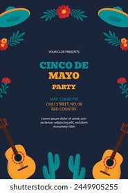 Hand drawn cinco de mayo poster template