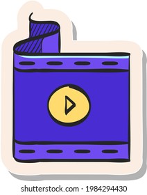 Hand drawn Cinema film icon in sticker style vector illustration