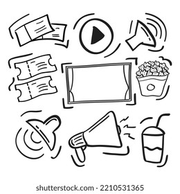 hand drawn Cinema icon in doodle style