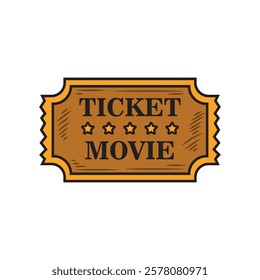 Hand Drawn Cinema Illustration Colored - Ticket