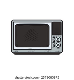 Hand Drawn Cinema Illustration Colored - Vintage Television