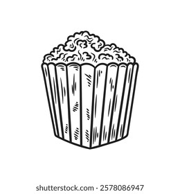 Hand Drawn Cinema Illustration Colorless - Popcorn