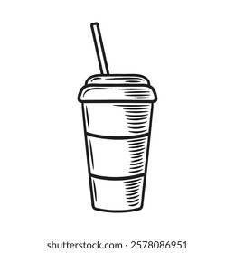 Hand Drawn Cinema Illustration Colorless - Soft Drink