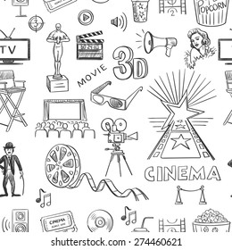 Hand drawn cinema pattern, excellent vector illustration, EPS 10