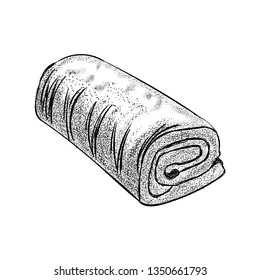 Hand drawn cinnamon roll illustration vector 