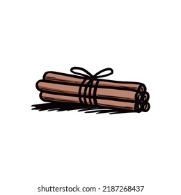 Hand Drawn Cinnamon Stick Roll Sketch Stock Vector (Royalty Free