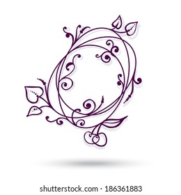 Hand drawn circle with apples and leaves, vector design element