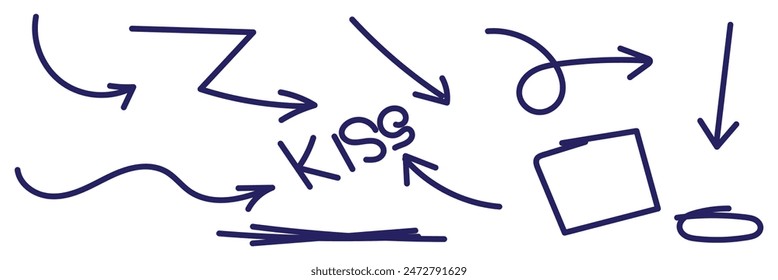  Hand drawn circle and arrow line for highlighting text. Rounds Bubbles Set doodle sketch symbols on a white background. vector illustration graphic design elements