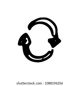 Hand drawn circle of arrows doodle icon. Hand drawn black sketch. Sign symbol. Decoration element. White background. Isolated. Flat design. Vector cartoon illustration.