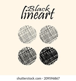 Hand drawn circle banners. Vector illustration.Doodle style.