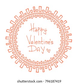 Hand drawn circle border isolated on white background. Design element for home decor, photo frames, branding, greeting cards, textile prints. Valentines illustration.