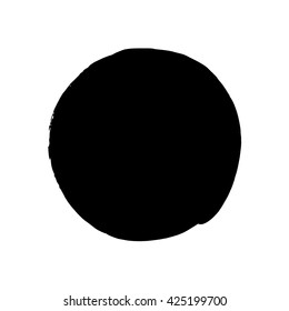 Hand drawn circle brush design element, black paint ink brush strokes. Grunge brush stroke. Dirty brush stroke. Artistic creative shape vector illustration.