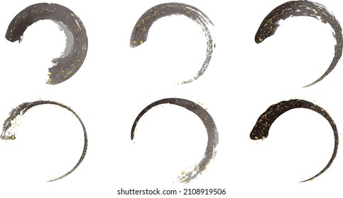 Hand drawn circle brush sketch set