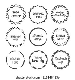 Hand drawn circle doodle frames with the place for text, black, isolated on white background , vector illustration.