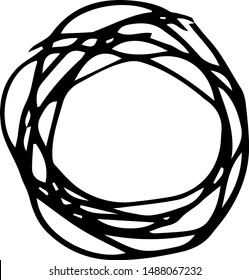 Hand drawn circle doodle icon. Hand drawn black sketch. Sign cartoon symbol. Decoration element. Isolated on white background. Flat design. Vector illustration.