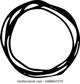 Hand drawn circle doodle icon. Hand drawn black sketch. Sign cartoon symbol. Decoration element. Isolated on white background. Flat design. Vector illustration.