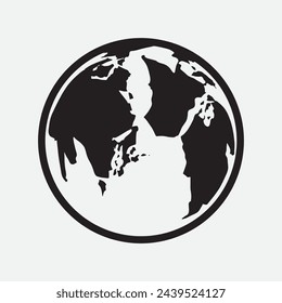 Hand Drawn Circle Earth Doodle vector illustration. Linear earth. Globe. Planet Earth.
