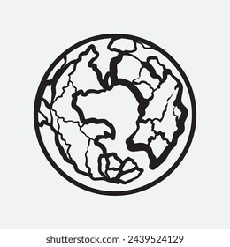 Hand Drawn Circle Earth Doodle vector illustration. Linear earth. Globe. Planet Earth.