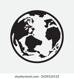 Hand Drawn Circle Earth Doodle vector illustration. Linear earth. Globe. Planet Earth.