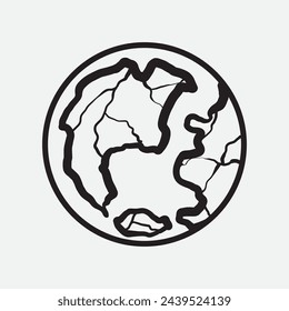 Hand Drawn Circle Earth Doodle vector illustration. Linear earth. Globe. Planet Earth.