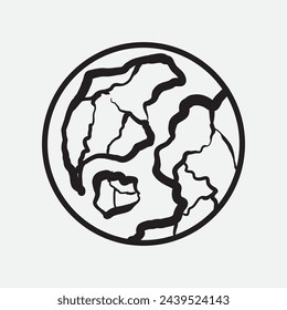Hand Drawn Circle Earth Doodle vector illustration. Linear earth. Globe. Planet Earth.